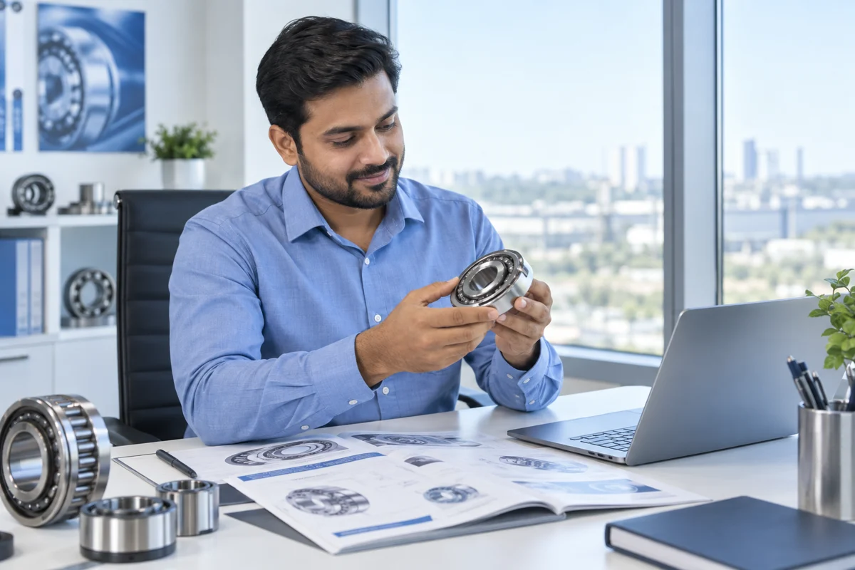Exclusive engineering advisor examining a precision component at a desk